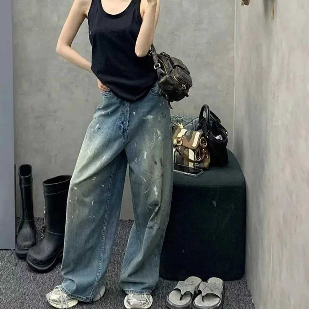 Straight Leg Jeans Women Loose Wide Denim Pants Vintage Washed High Waist Retro Casual Comfort TrousersT251013