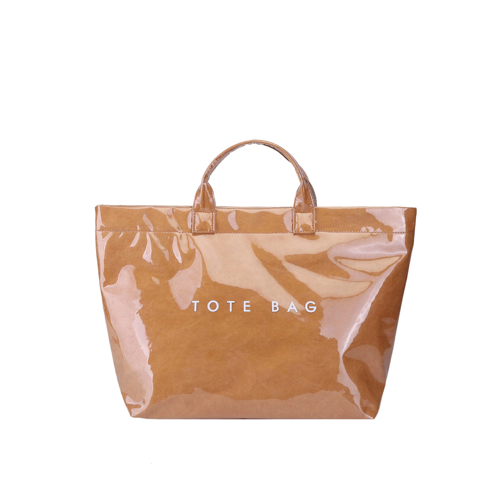 Chic PreppyStyle Large Capacity Tote Bag Lightweight PVC Kraft Paper With Magic Tape Closure 250917