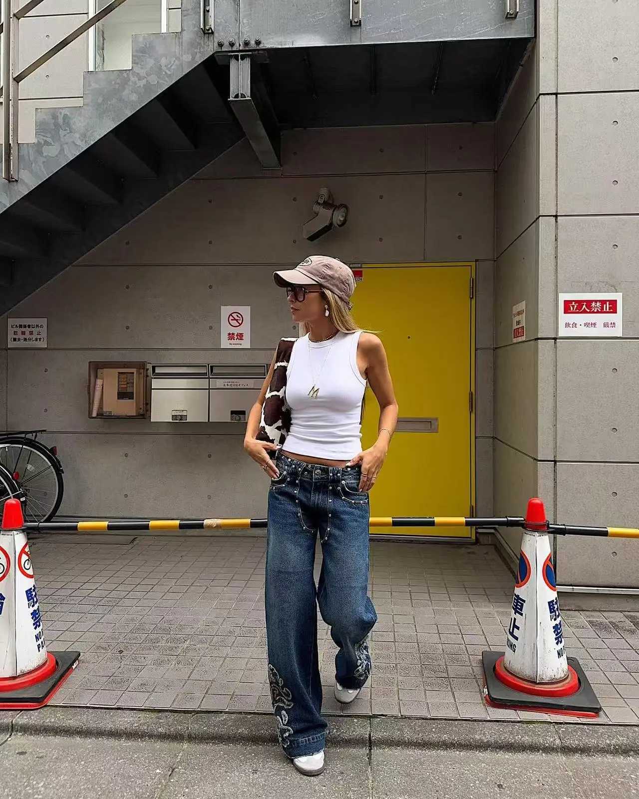 ONE DILEMMA Spain Street Retro FivePointed Star Tassel Lowrise Jeans Harajuku Printing Fit Jeans Casual Straight Denim PantsT251013