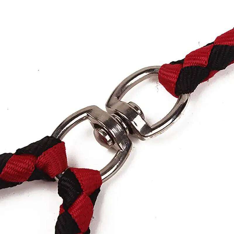2 Way Braided Nylon Dual Dog Double Lead Rope Strong Pet Leash Walking Running Leads For Couplers With Soft Padded Handle
