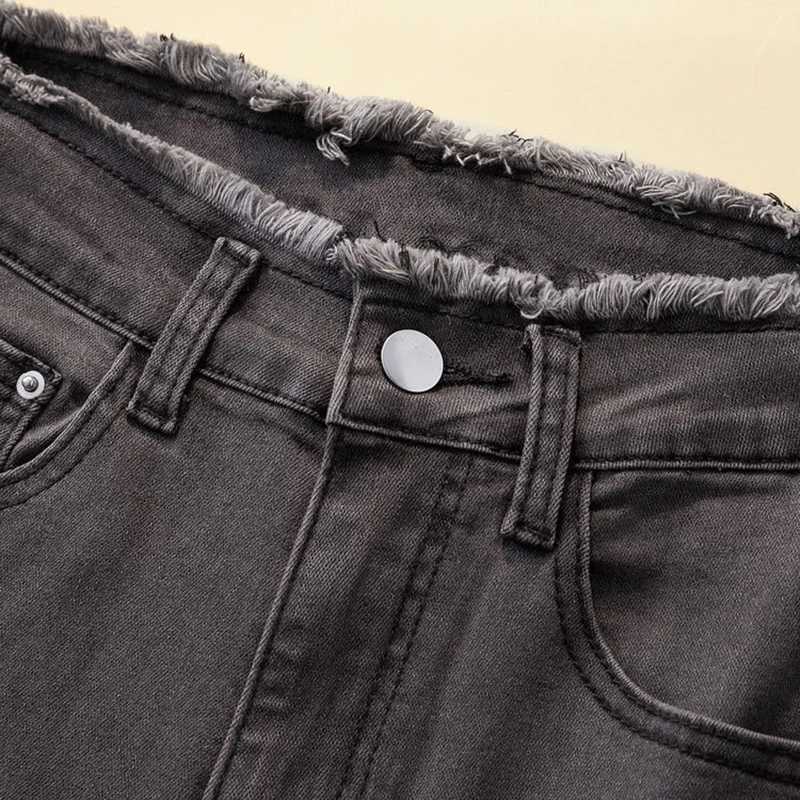 Spring Summer Rough Edge Flare Jeans Women High Waist Casual Skinny Anklelength Denim Pants New Big Size 4xl Stretch VaquerosT251013