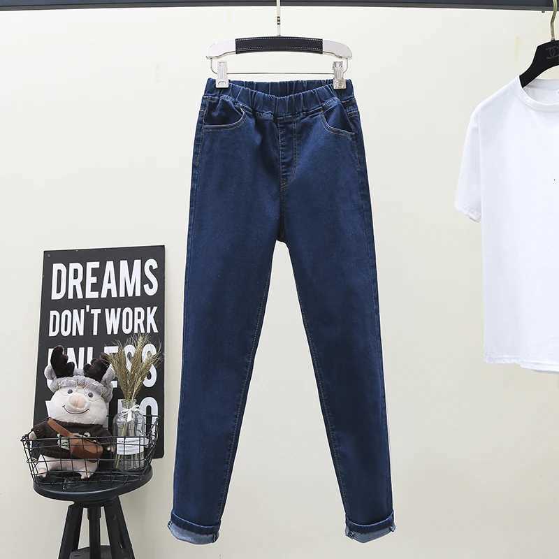 S6XL High Stretch Skinny Jeans Sexy Clothes Women Mom Denim Pants High Waist Elastic Band Slim Pencil Pants Light Blue BlackT251013