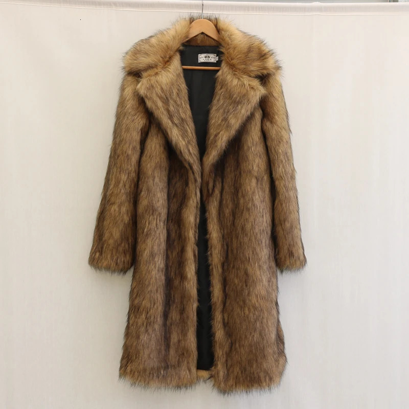 Mens fur coat casual fox fur long coat winter warm large size 251013