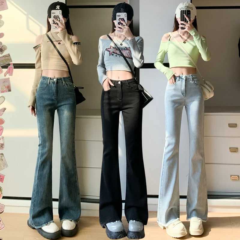 Loose Straight Tube Womens Highwaisted Jeans Leisure Vintage Washed Denim Trousers Comfort Stretch Casual Everyday VersatileT251013