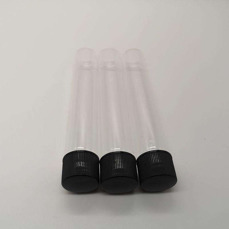 Glass tubes packaging 115*20mm with plastic lids 30g tubes with screw cap could custom label