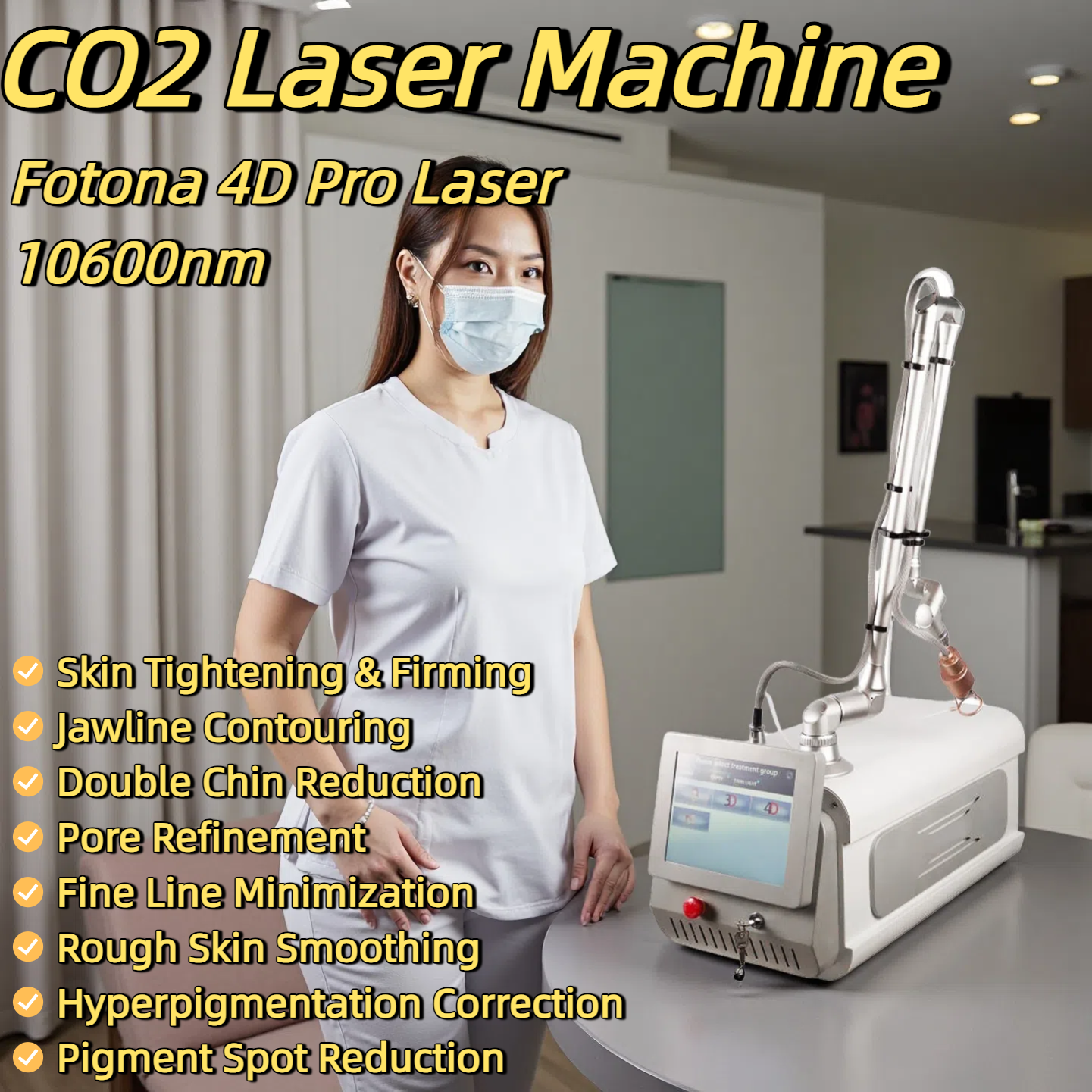 New Fotona 4D Fractional CO2 Laser Beauty Device Double Chin Reduction Rough Skin Smoothing Pore Refinement Pigment Spot Reduction Skin Tightening Vag