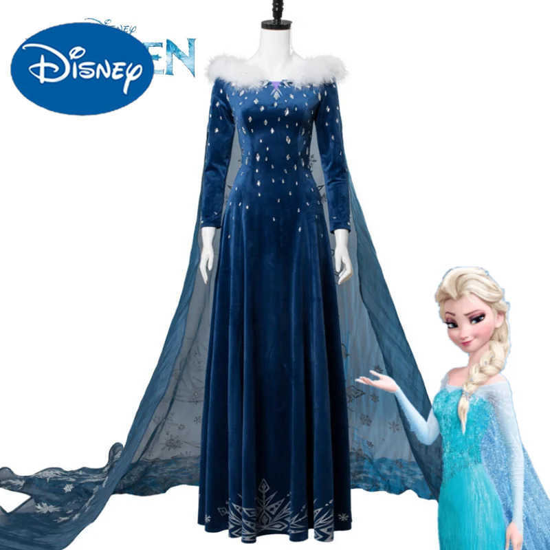 Disney Frozen Snow Elsa Princess Dress Women Perform Cute Game Clothing Female Cosplay Clothes Velvet Dress Halloween Costume H251013