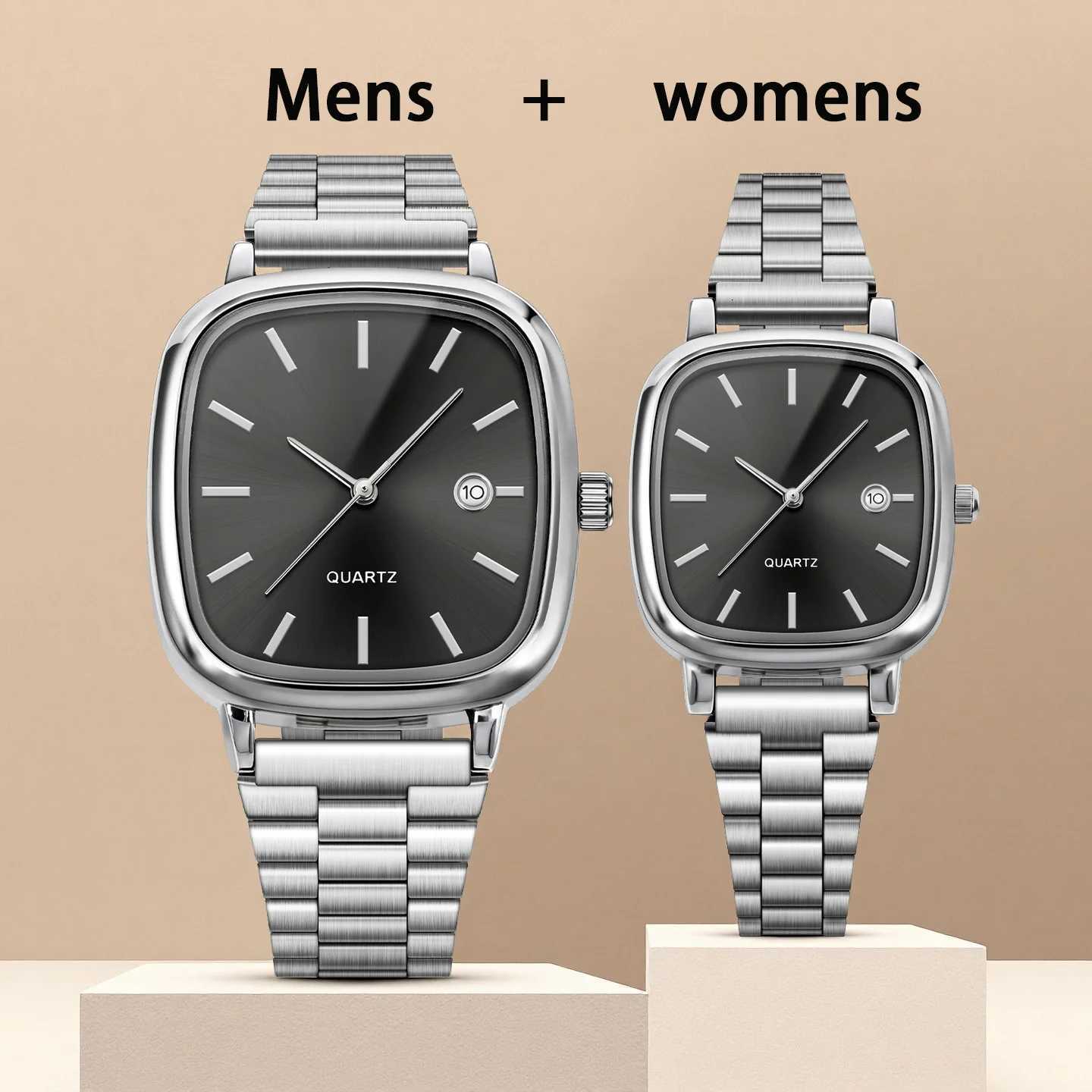 Couple watches for men and women quartz watches with stainless steel bands and calendar Christmas gift D251011