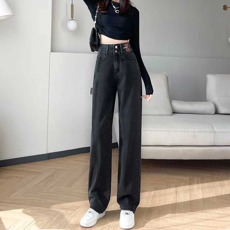 Womens Highwaisted Jeans Leisure Comfortable Fashion Straight Pants Stretch Denim Washed Black Clothing Hot SaleT251013