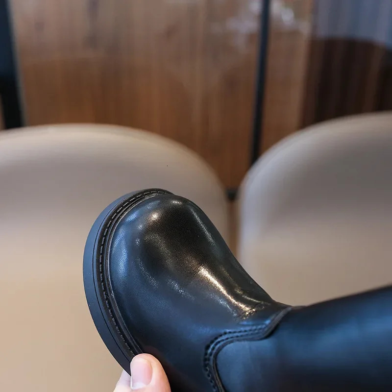 Autumn Winter Princess Long Tube Boots for Children Girls Shoes Coldproof AllBlack Uniform Shoes Kids Cozy Party Shoes G11075 251017