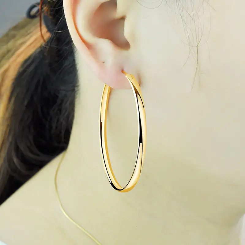 Somila Fashion S925 Earrings 37CM Diameter Big Hoop Earrings For Women Platinum Plated Ear Rings C K 251009