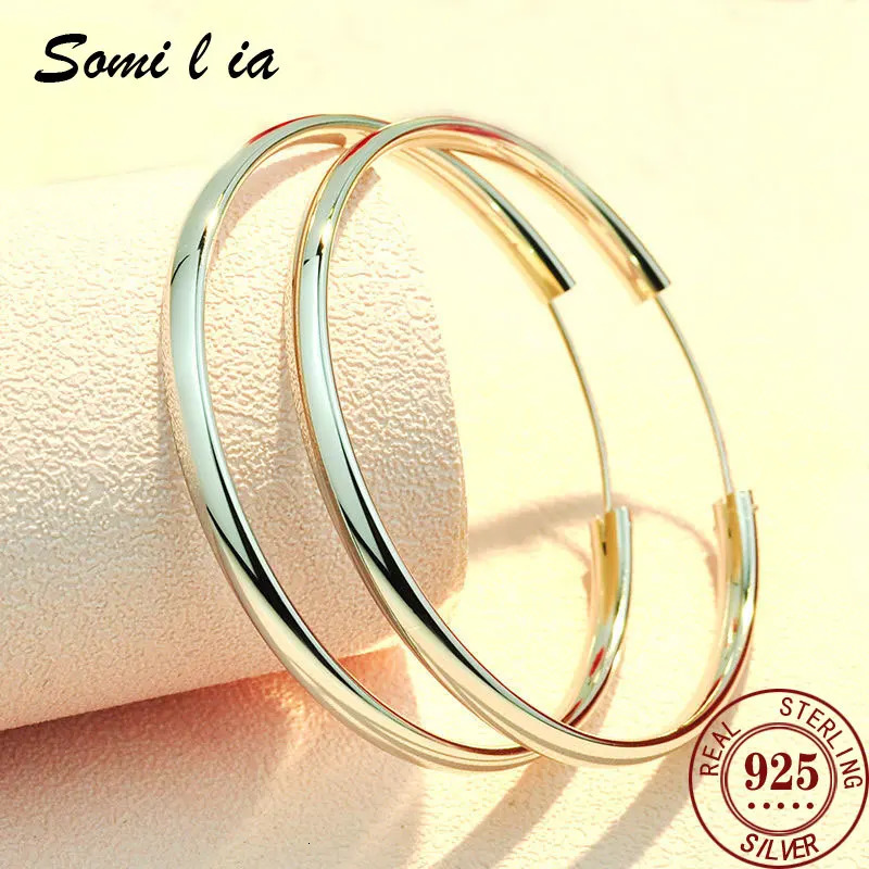 Somila Fashion S925 Earrings 37CM Diameter Big Hoop Earrings For Women Platinum Plated Ear Rings C K 251009