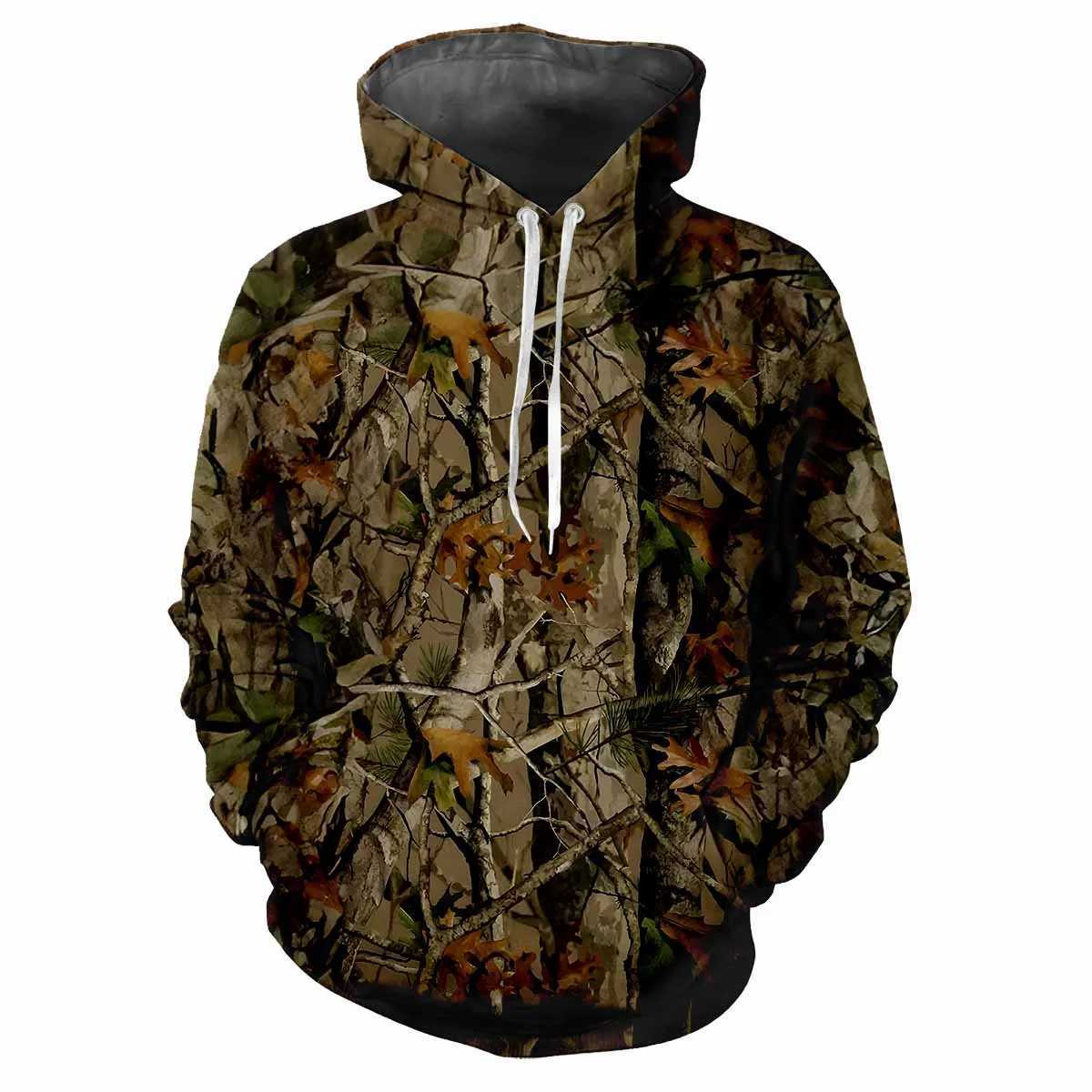 Forest Camouflage Hunting Animals Outdoor Camouflage Spring Fall Mens Hoodie Street Trend Loose Comfortable Casual Clothing J251013