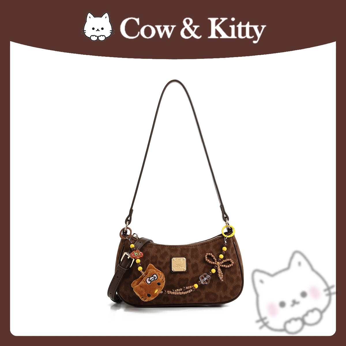 Cow & Kitty designer bag free shipping Autumn and winter new fashionable plaid diagonal cross bag retro mini versatile crescent bag for woman