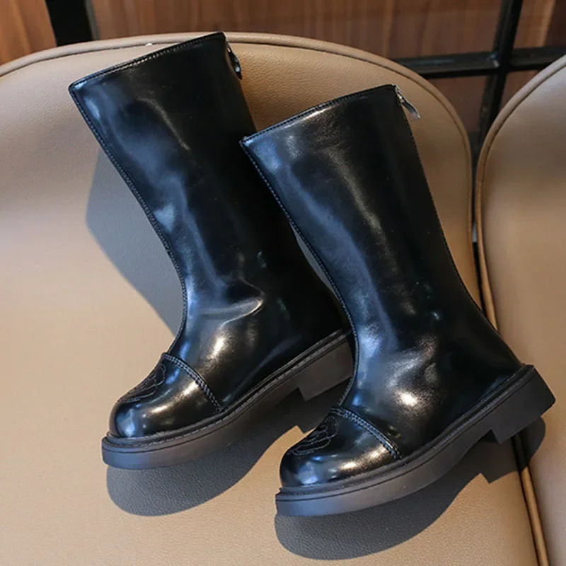 Autumn Winter Princess Long Tube Boots for Children Girls Shoes Coldproof AllBlack Uniform Shoes Kids Cozy Party Shoes G11075 251017
