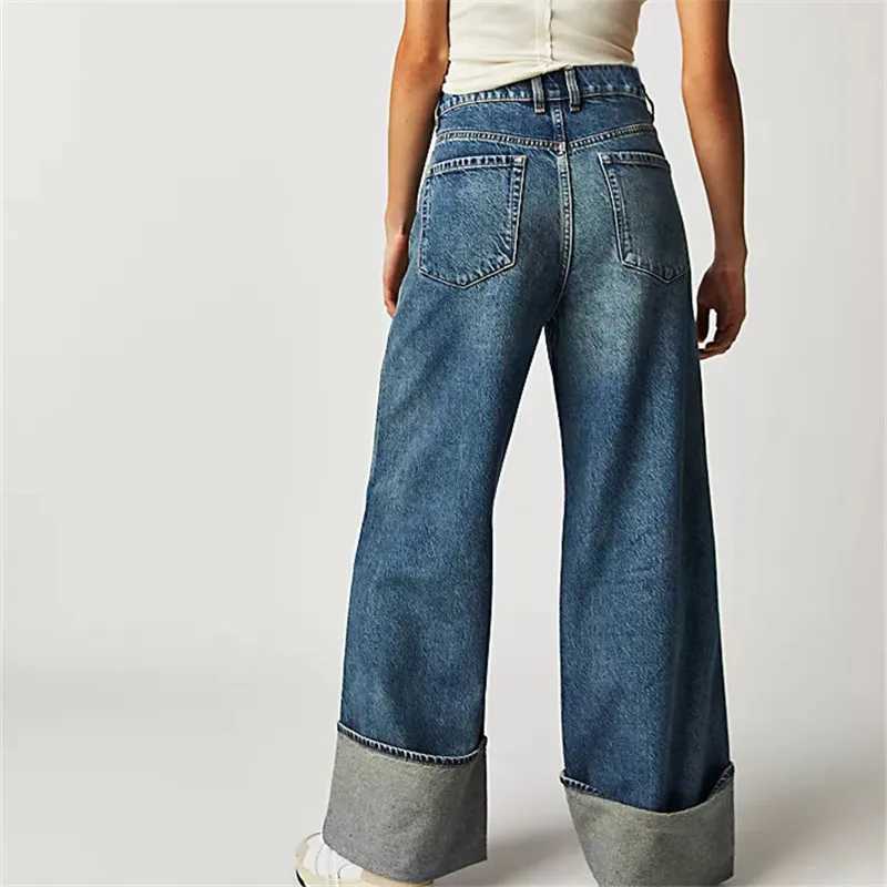 Chic Women Low Rise Cuffed Baggy Jeans Y2K Vintage Boyfriend Loose Fit Wide Leg Jeans Trendy Casual Denim Pants StreetwearT251013