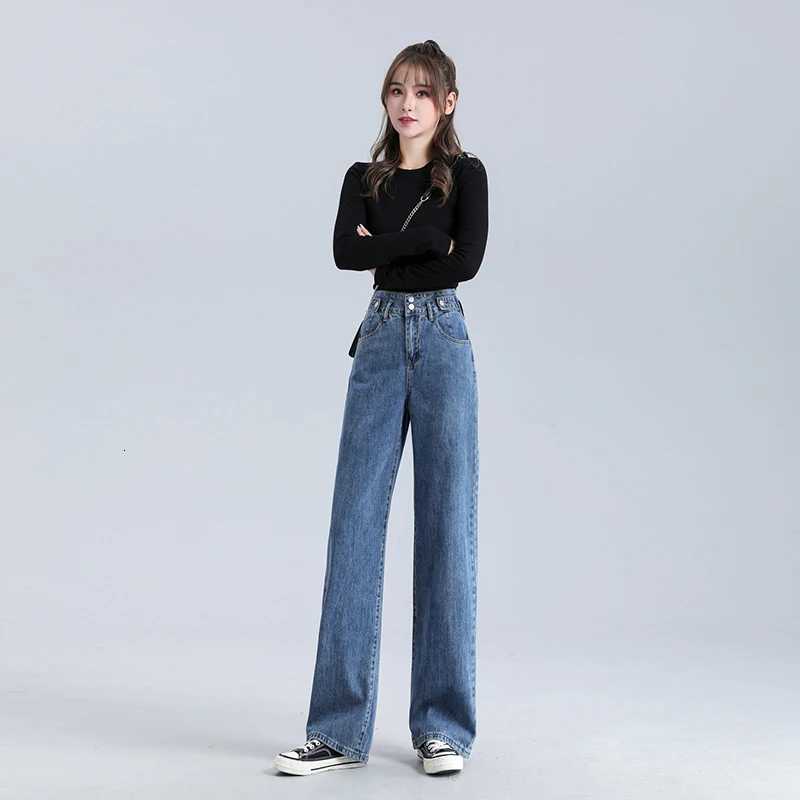 Straight Tube Womens Jeans Loose Leisure Skin Friendly Denim Pants High Waist Comfortable Vintage Streetwear CasualT251013