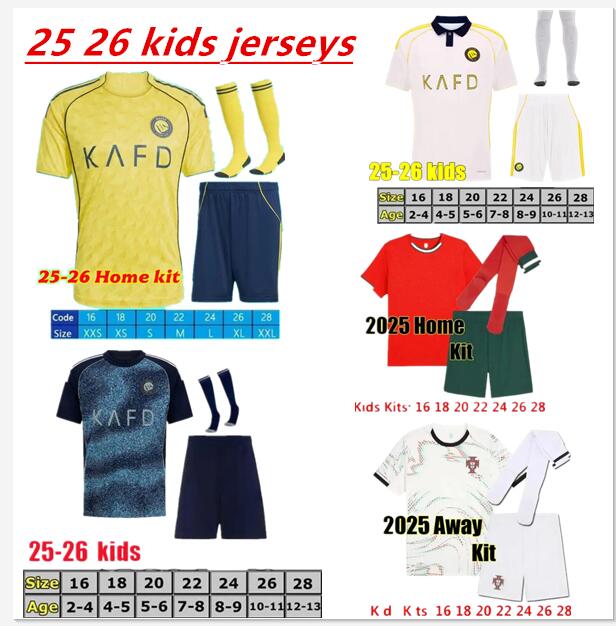 25 26 Al Nassr FC soccer Jerseys Ronaldo 2025 2026 Home third away 3rd CR7 Mane Gonzalo Martinez Talisca kids kit kids football kits Ronaldo