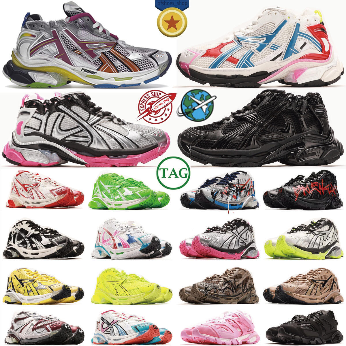 Brand Sneakers Track Runners 7.0 7.5 3.0 Designer Platform All Black white Multicolor Pink Blue Grey Ancien Daddy men women trainers Tennis Shoes 5a