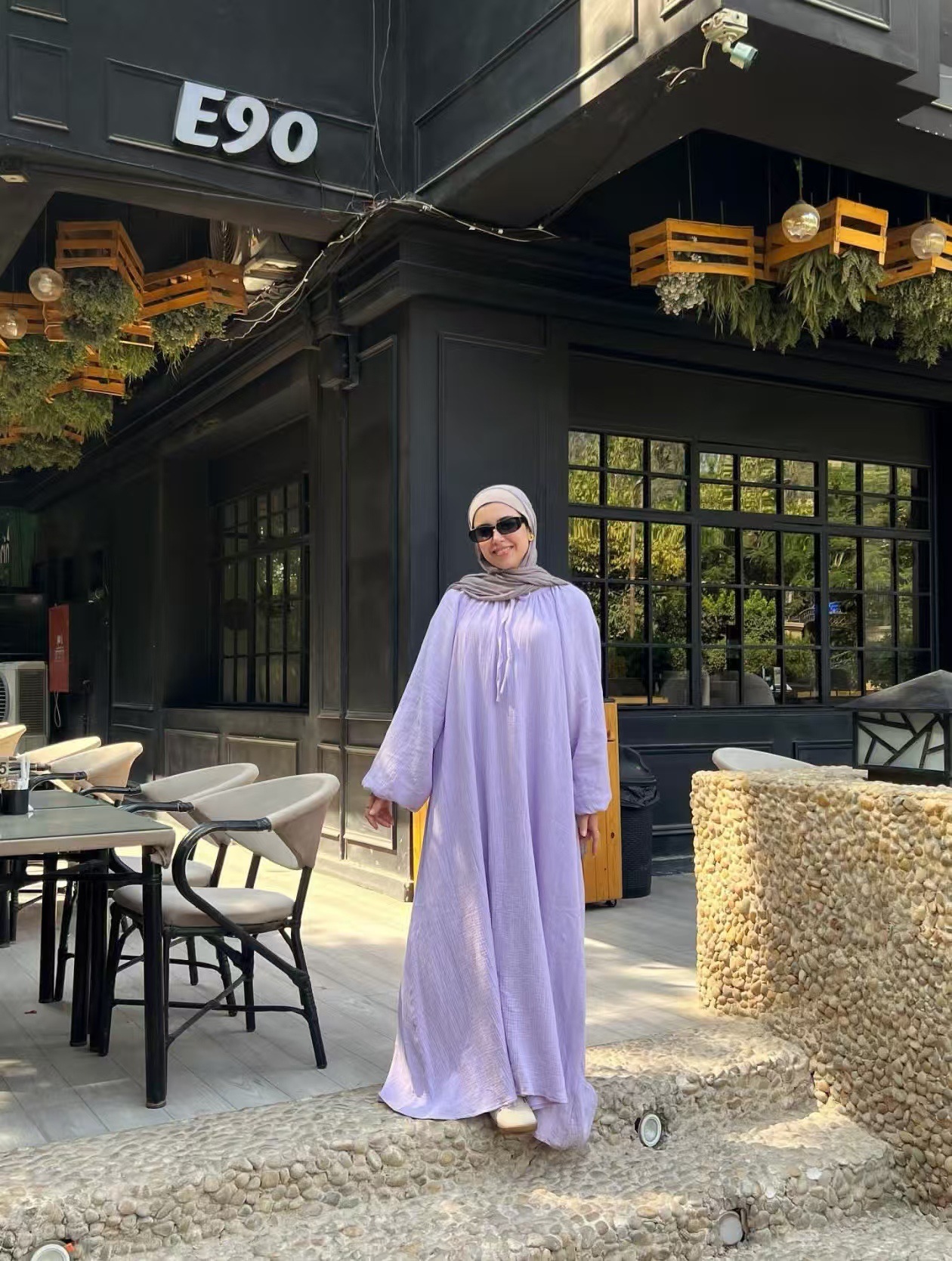 L10131Dubai Turkish solid color casual robe long dress