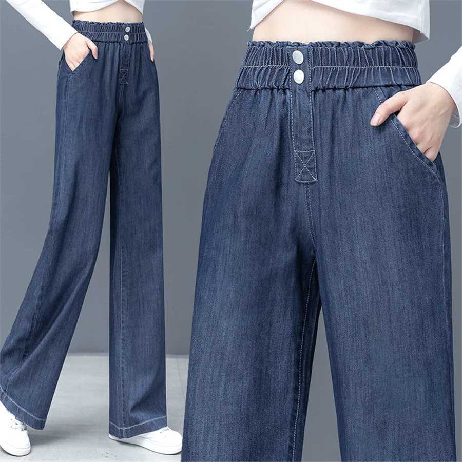 Elastic High Waist Straight Jean For Women Thin Summer Casual Wide Leg Denim Pants Korean Fashion Vaqueros Loose Pantalones 2023T251013