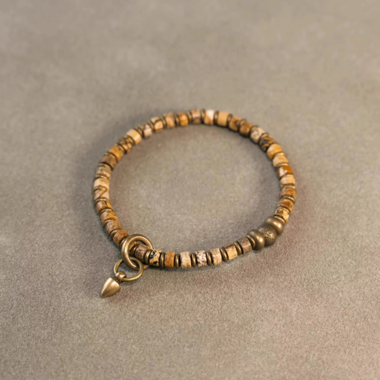 Natural Picture Stone Mixed Metal Brass Blue Spot Beaded Strand Bracelet Simple One Row Vajar Charm Black Dainty Couple Jewelry 251010