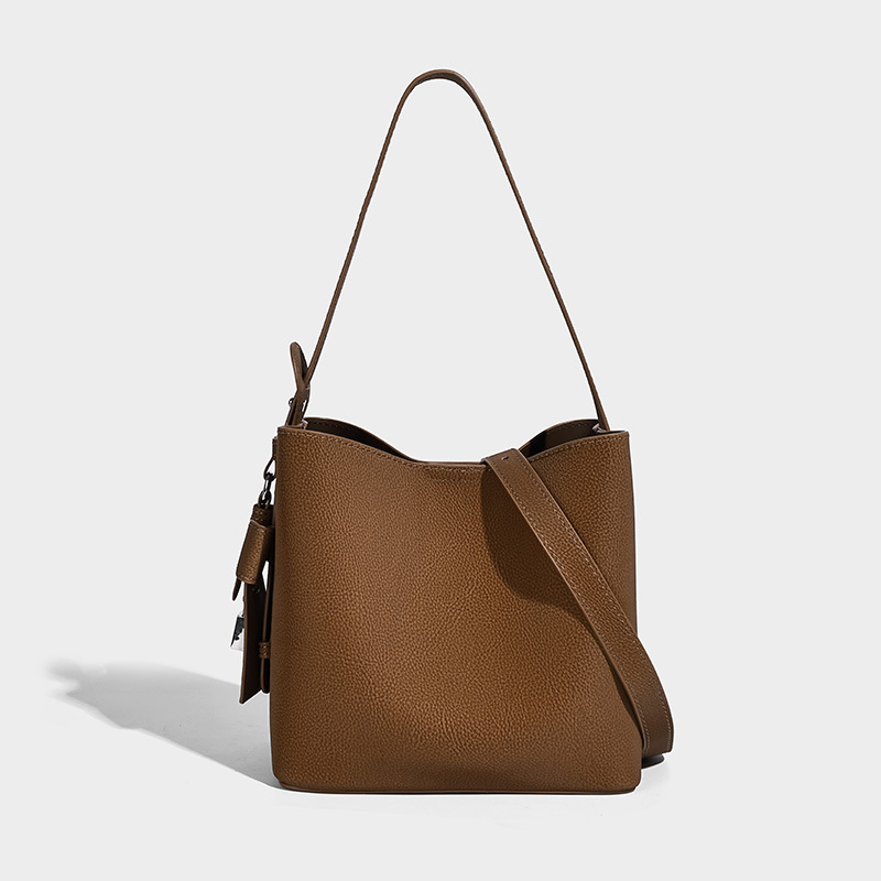 OC130M44 Customized Genuine Leather Women's Bag Bucket With Vintage Cowhide Underarm Light Luxury Crossbody Single Shoulder Smooth Sheepskin