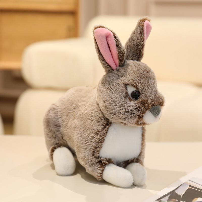 Simulation Lying Position Wild Rabbit Plush Toy Little Bunny Children's Companion Comfort Doll Birthday Gift
