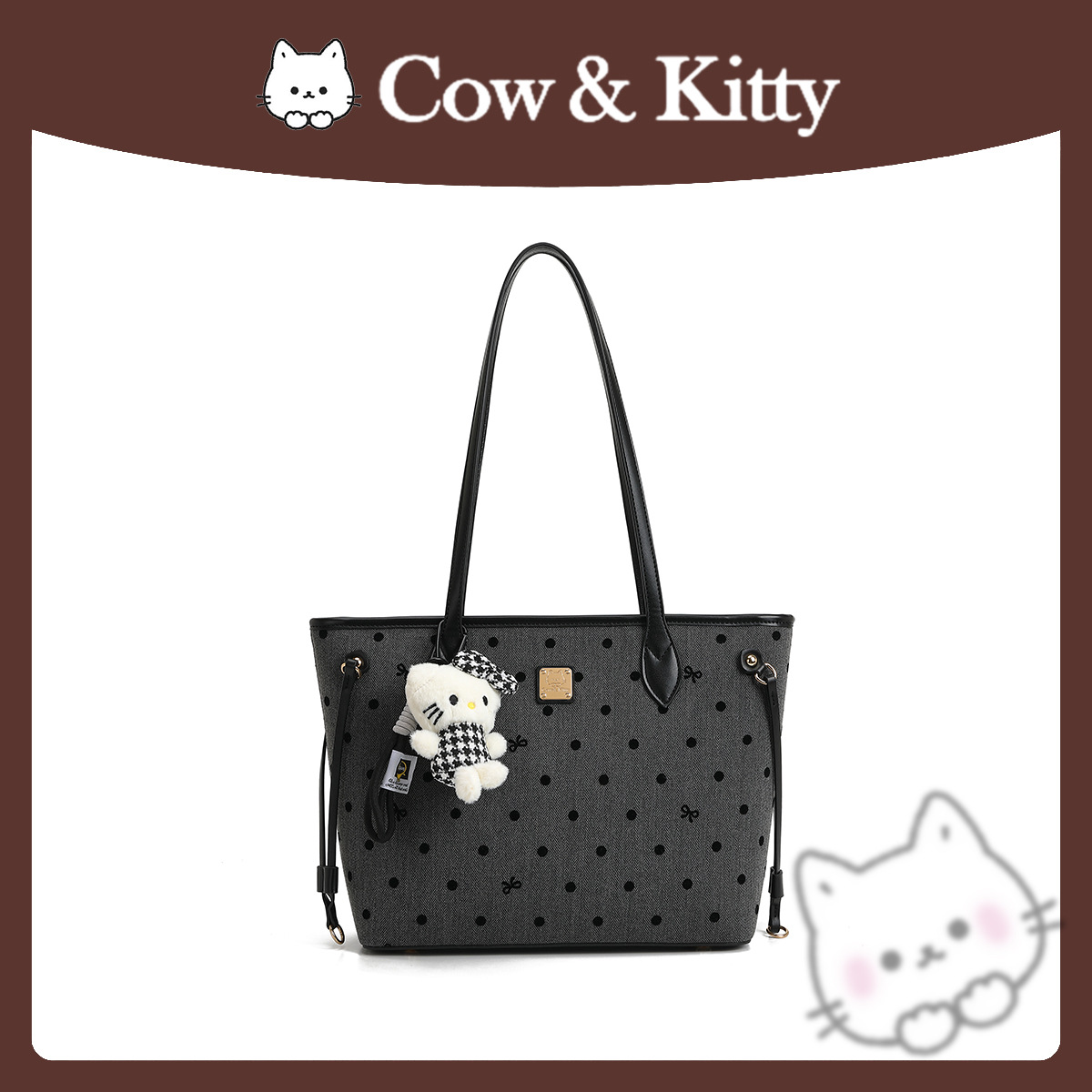 Cow & Kitty designer bag free shipping Trendy Large Capacity Commuter Tote Bag Printed Fashion Leisure Outdoor Handbag for Women
