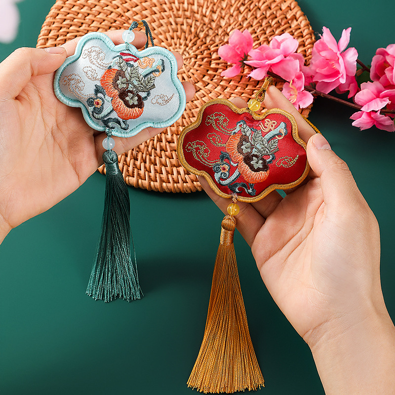 2-Pack Scented Sachet with Double-Sided Embroidery - Car Pendant & Bag Charm, Aromatic Souvenir for Christmas Gifts, Birthday Gifts, Daily Decoration 