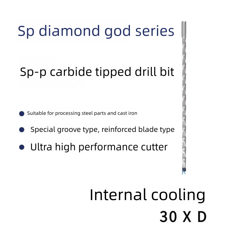 AHNO SP-P 30D High-Speed Tungsten Steel Carbide Internal Cooling Drill Bit with Fixed Shank and Water Outlet