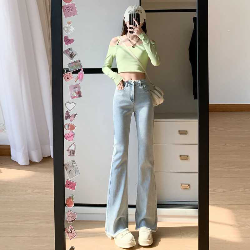 Loose Straight Tube Womens Highwaisted Jeans Leisure Vintage Washed Denim Trousers Comfort Stretch Casual Everyday VersatileT251013