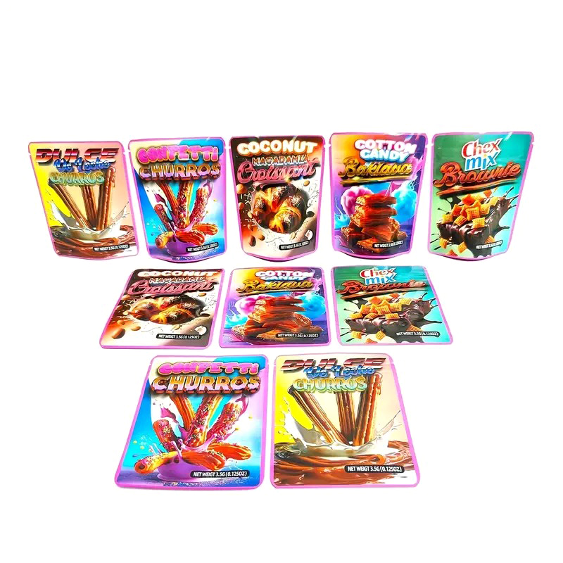 Cake Design Empty Mylar Bag 3.5 Gram Smell Proof Stand Up Zipper Plastic Bags For Snack Candy Dry Small Item Packaging Storage Pouch 12.5*9.5cm