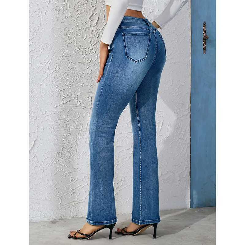 Girls Classic Blue Daily Jeans Lady Fashion High Waist Casual Denim Trousers Hot Sale Female Stretch Bell Bottom PantsT251013