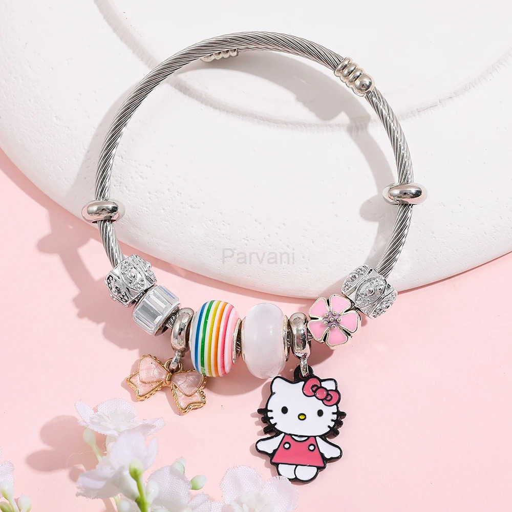 Sanrio Sanrio Kawaii Cartoon Hello Kitty My Melody Pendant Rhinestone Zircon Bead Bracelet for Girls Jewelry Party Gift L251013