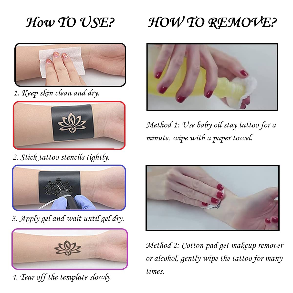 Temporary Tattoo Ink and Stencils for Adults Teens Kids, Temporary Tattoo Kit Skin Friendly