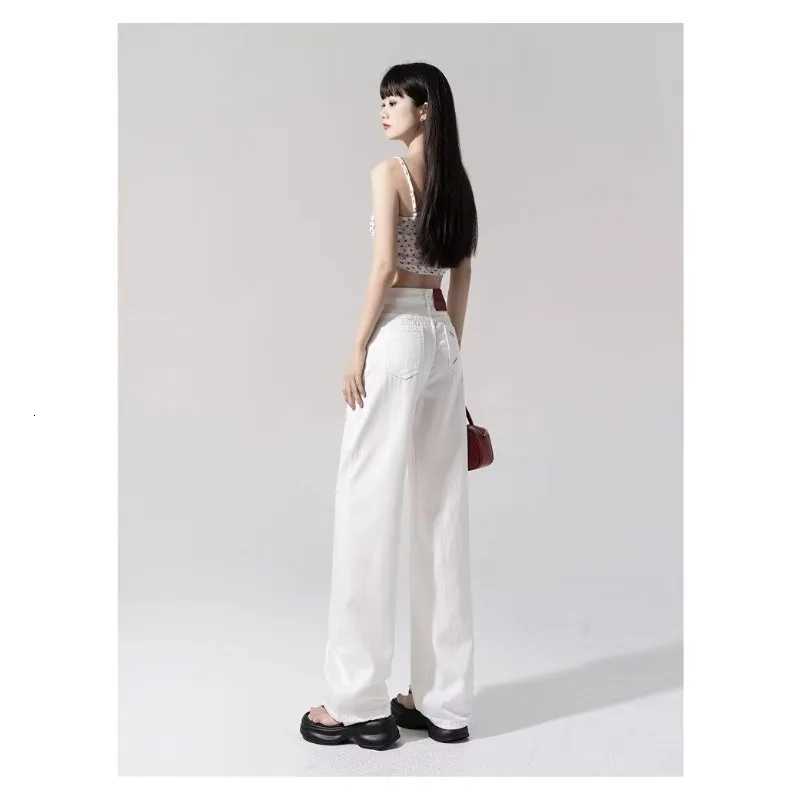 Y2K Women Jeans Straight Leg Casual Comfort Trousers Slim Fit High Waist Loose Trousers Fashion Autumn New Design White PantsT251013
