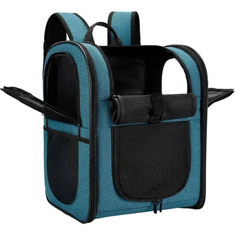 Ventilated Dog Cat Carrier Backpack for Pets Weighing 418lb with Padded Back Support and Breathable Mesh Design Ideal for Hikin C251013