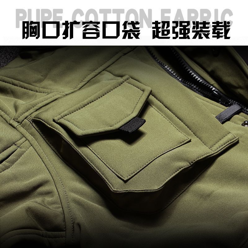 Windproof and waterproof bicycle set mens tactical jacket and pants set winter shark skin soft shell uniform warm wool coat 240925