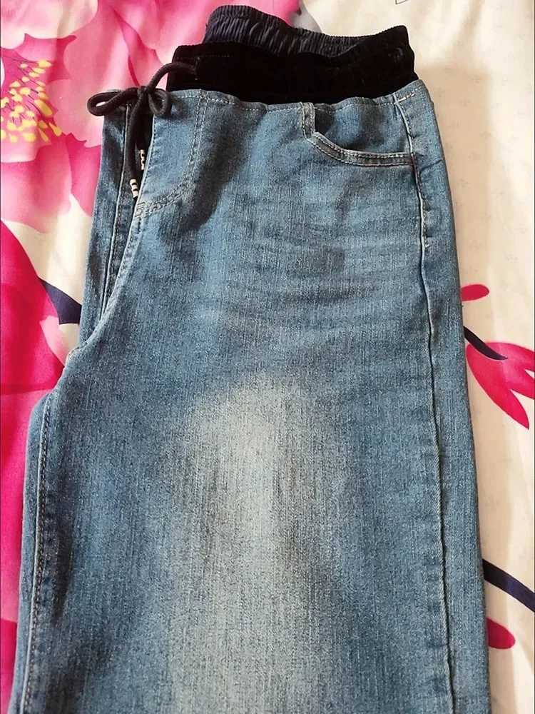 Winter Wide Leg Denim Pants Women Thicken Plush Velvet Lined High Waist Jeans Lace Up Warm Baggy Straight Vaqueros PantalonesT251013