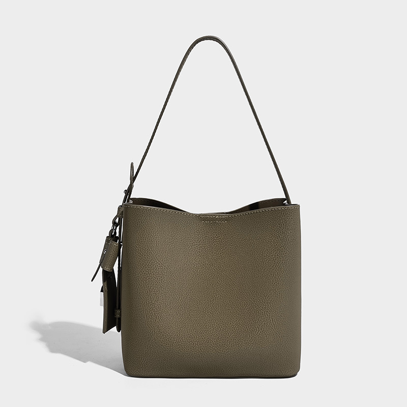 OC130M44 Customized Genuine Leather Women's Bag Bucket With Vintage Cowhide Underarm Light Luxury Crossbody Single Shoulder Smooth Sheepskin