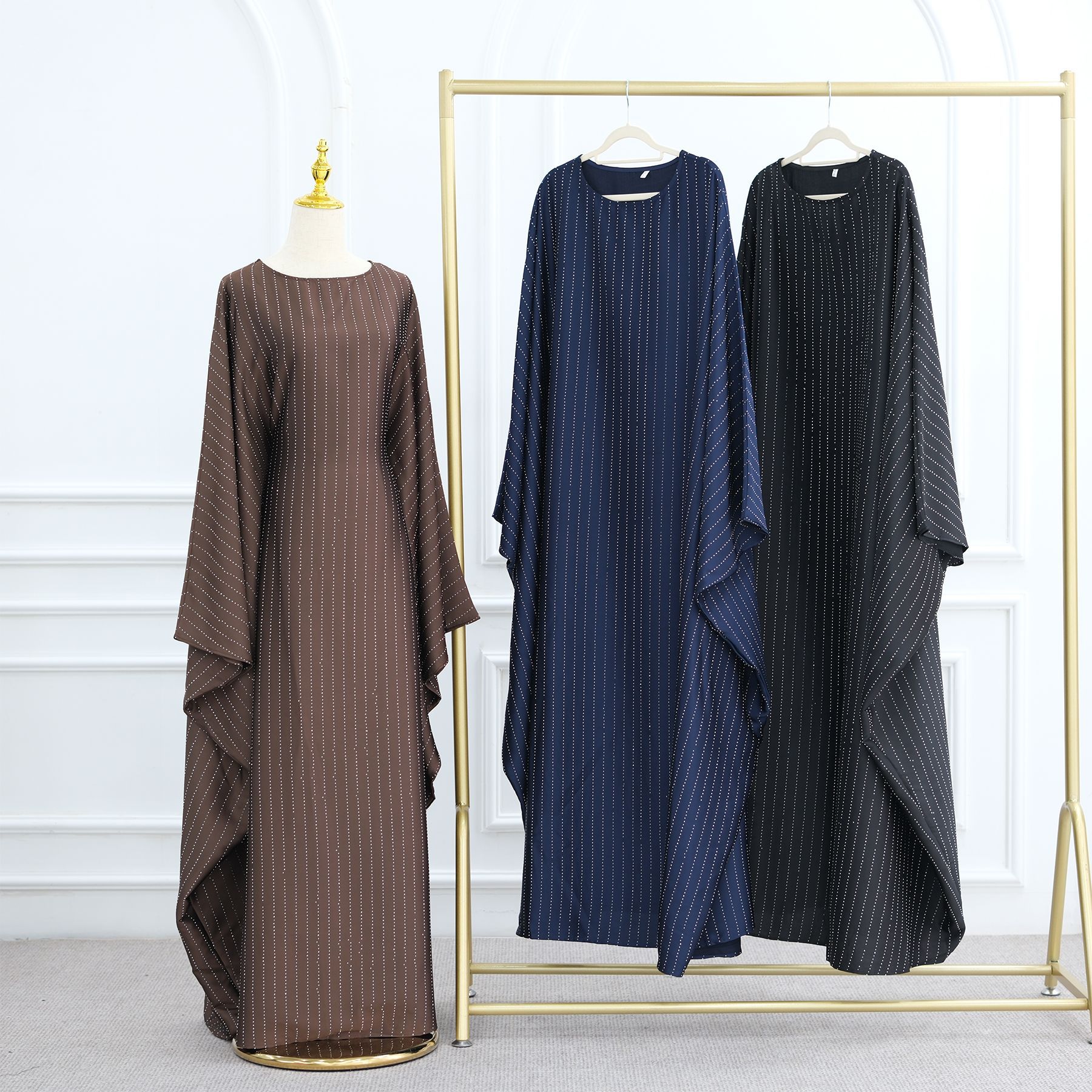 Ethnic Clothing Eid Ramadan Diamonds Abaya Luxury Dubai Kaftan Modest Muslim Dress For Women Turkey Kebaya Caftan Marocain Femme Robe