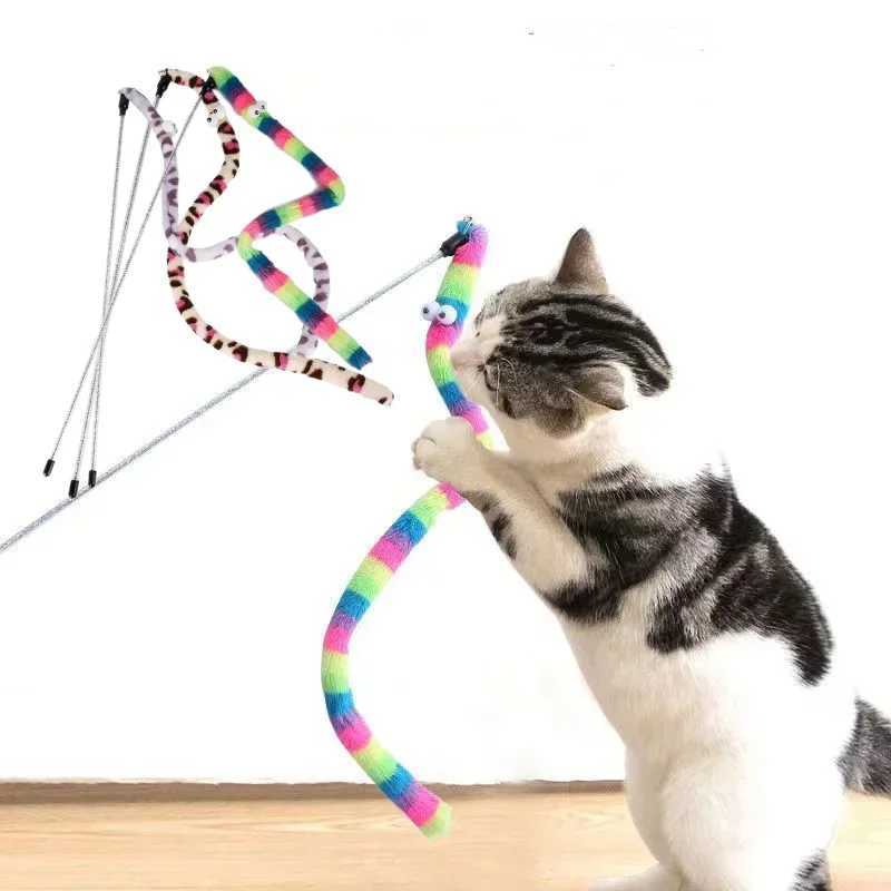 Cute Funny Rainbow Stick Pet Cat Toys Cat Teaser Toy Wand Cat Stick Strong Cat Toy Interactive Toys Cat Supplies Pet Products C251013