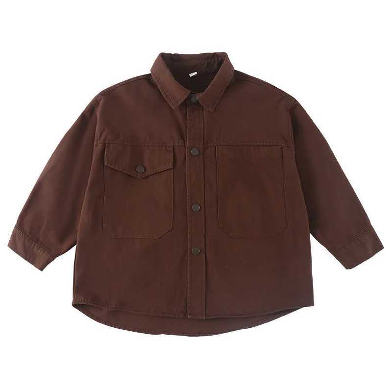 Kids Baby Boys Autumn Tops Turn Down Collar Long Sleeves Baby Boys Cargo Coats Solid Color Single Breasted 18Y Boys Outerwear C251013