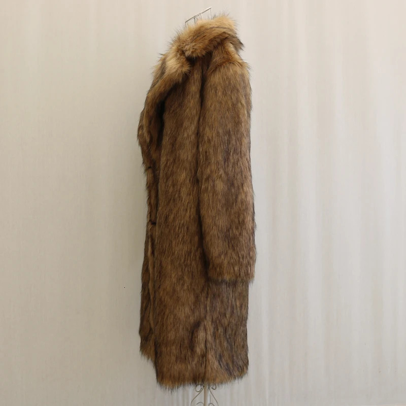 Mens fur coat casual fox fur long coat winter warm large size 251013