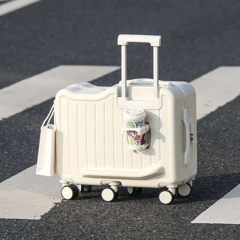 New Children s Riding Suitcase Inch Can Sit Lage Trolley Case Universal Wheel Wheels Travel Suitcases with Cup Holder
