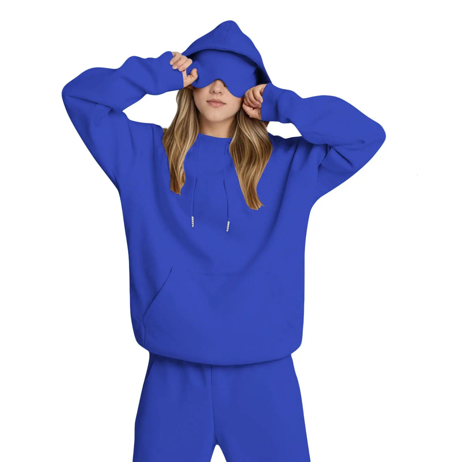 Autumn Unisex Hooded Sweatshirts With Builtin Eye Mask Casual Long Sleeved Solid Color Sports Sweatshirt Loose Hoodies 251010