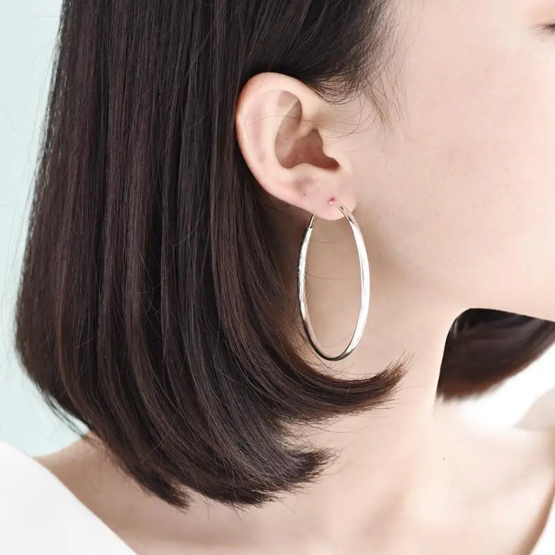 Somila Fashion S925 Earrings 37CM Diameter Big Hoop Earrings For Women Platinum Plated Ear Rings C K 251009
