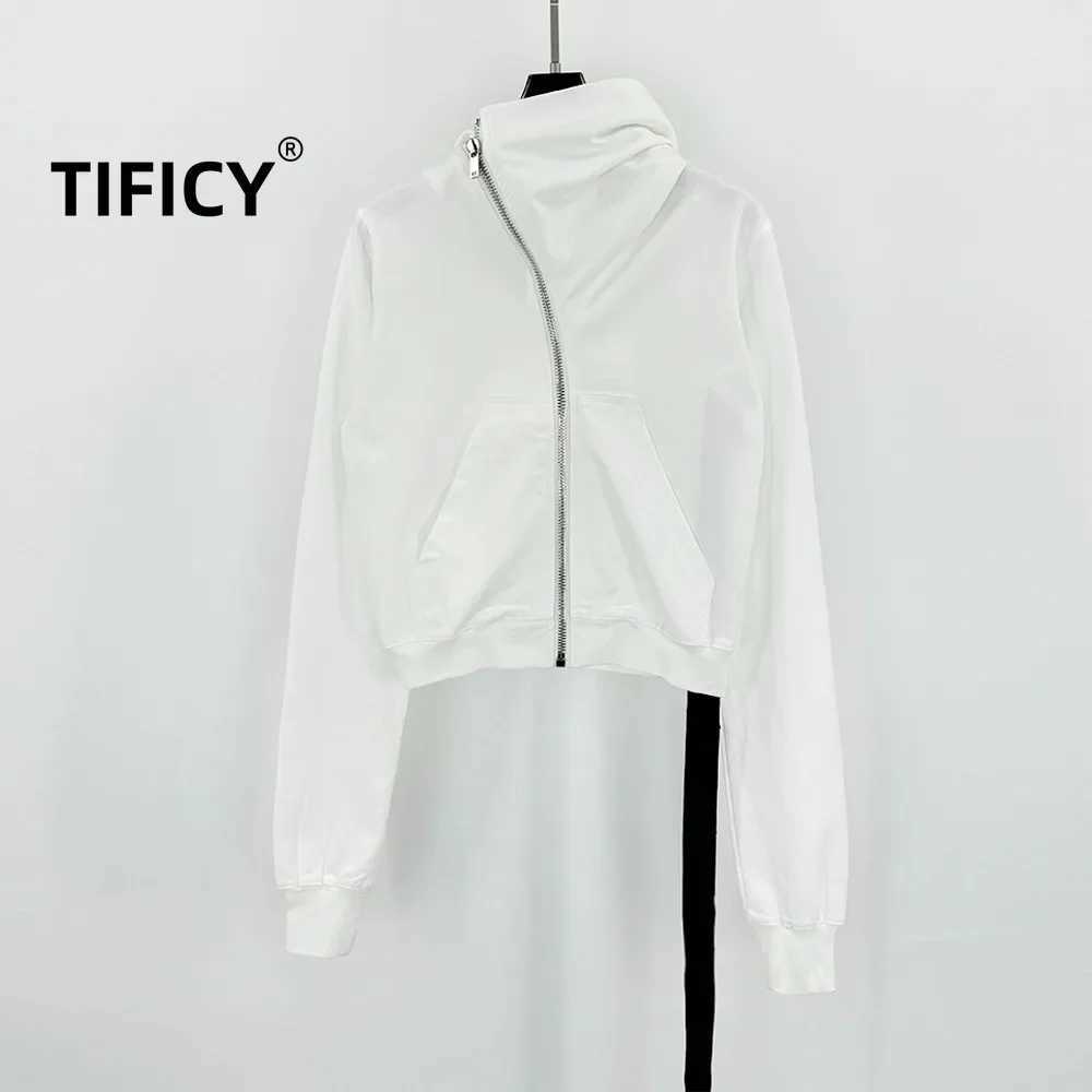 Dark RO Style 100 Cotton Spring Autumn Womens New read Splicing Slim Fit Zipper Stand Up Collar Cardigan Hoodies Sweatshirt W251013