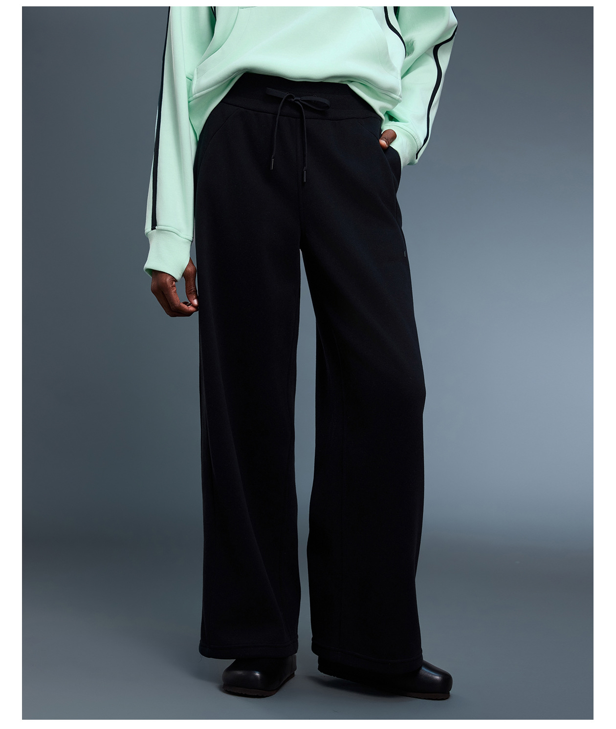 Lwomen Loose Slimming Straight Leg With A Hanging Feel Autumn Winter Wide Leg Pants Thick And Warm Commuting Sports Casual Pants